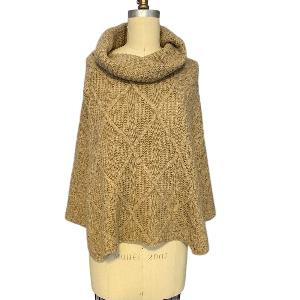 Wool-Blend Cowl Neck Knit Sweater Poncho – OS – Jperico Made in Italy